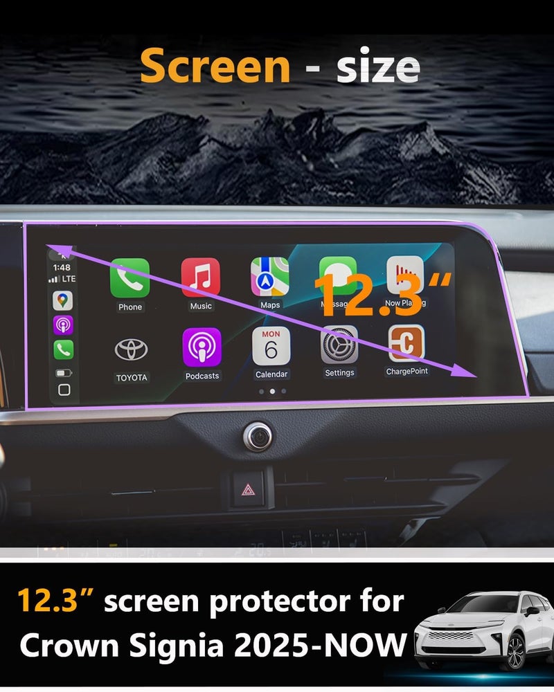 VIAROOM Screen Protector For Toyota Crown Signia & Crown 2025 2026, Tempered Glass GPS Navigation Protective Film For Crown Signia Accessories - 12.3 inch - Image 2